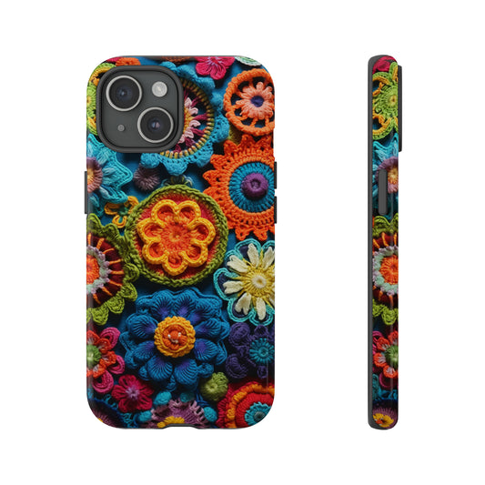 Vintage floral crochet knit pattern on phone case