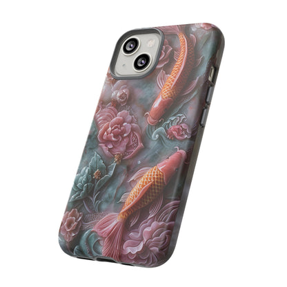 Pink Marble Fish Asian Jade Carving Koi Art Phone Case