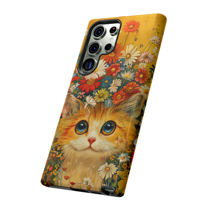 Cute Cat in Floral Garden Phone Case