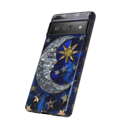 Cosmic Moon & Stars Stained Glass Starry Night Phone Case