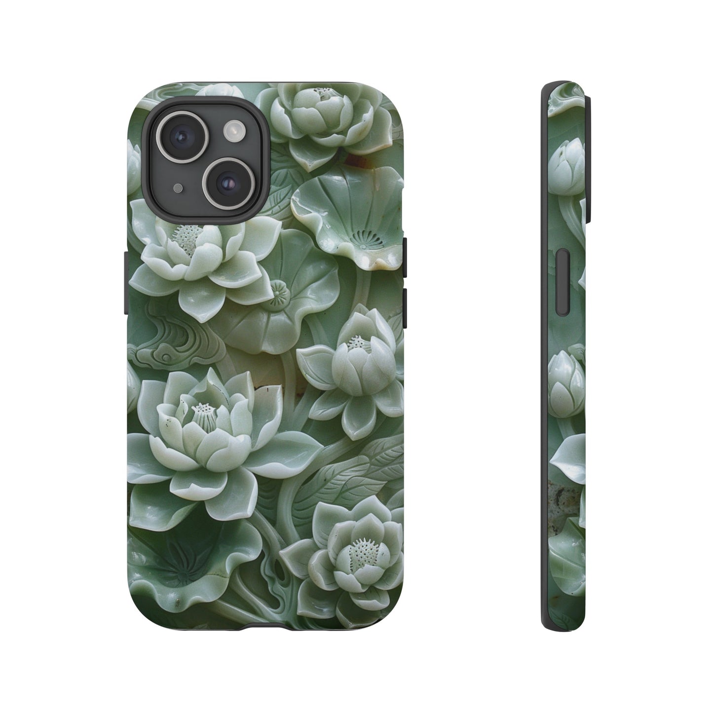 Green Jade Lotus Floral Art Phone Case