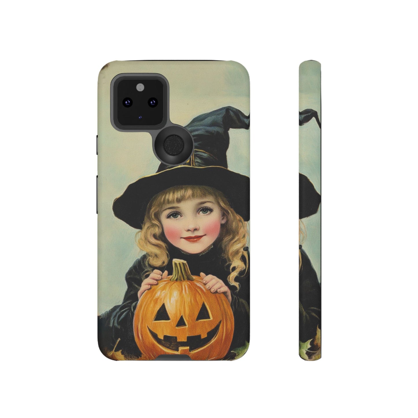 Vintage Halloween Card Witch and Jack-o'-lantern Phone Cover