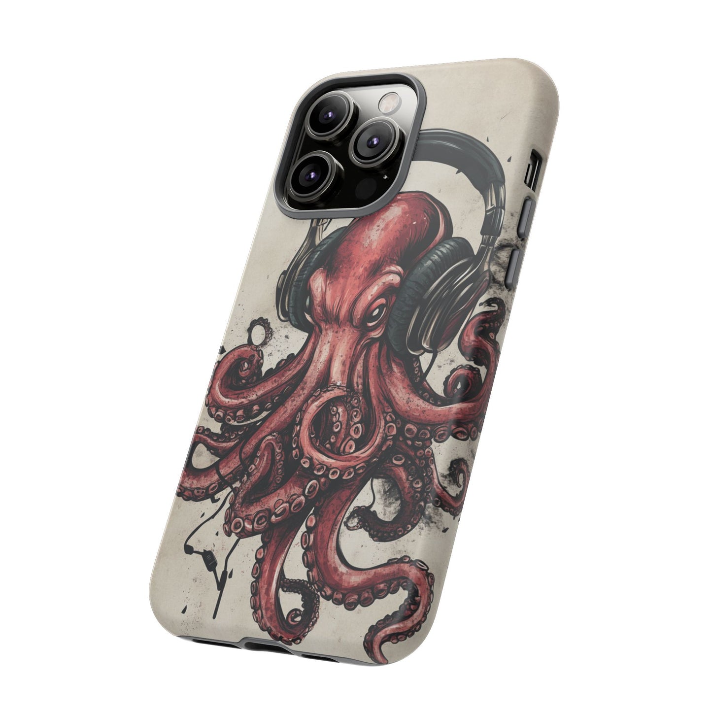 Retro Style Japanese Octopus Listening to Headphones Phone Cover