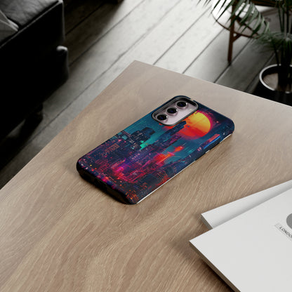 Cyberpunk Full Moon Cityscape Phone Case