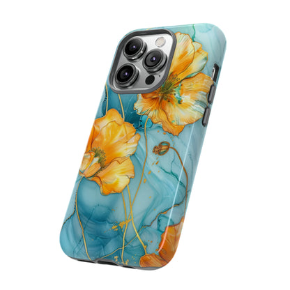 Gold Poppies Color Splash Floral Design Phone Case