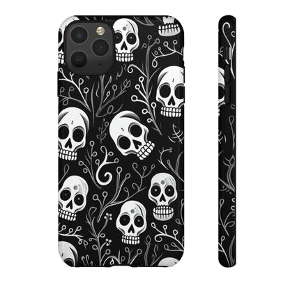 Join the Goth Side: Black Skull Floral Print | Mystical Elegance Case for iPhone, Samsung Galaxy, and Google Pixel