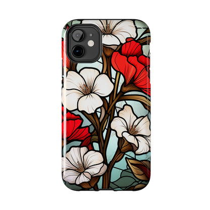 Red and White Floral Stained Glass iPhone Case