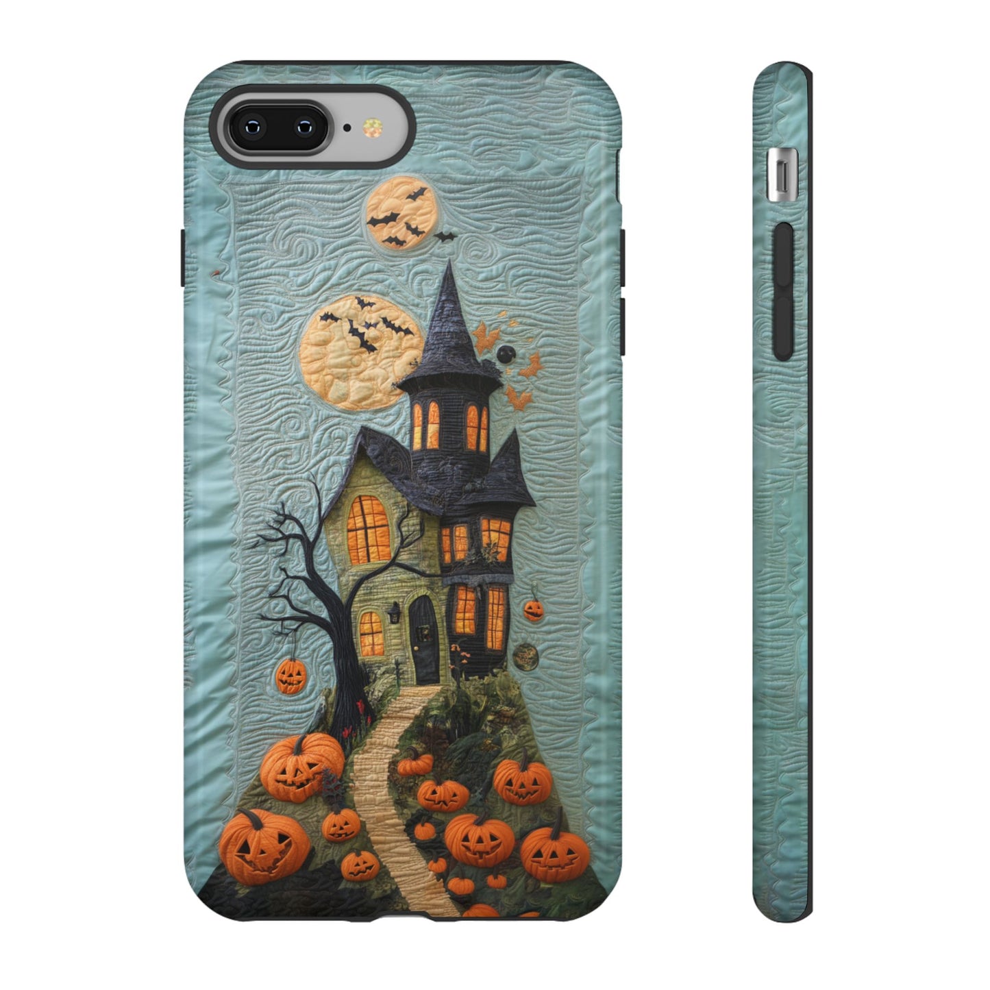 Halloween Haunted House Vintage Embroidery Style Phone Cover