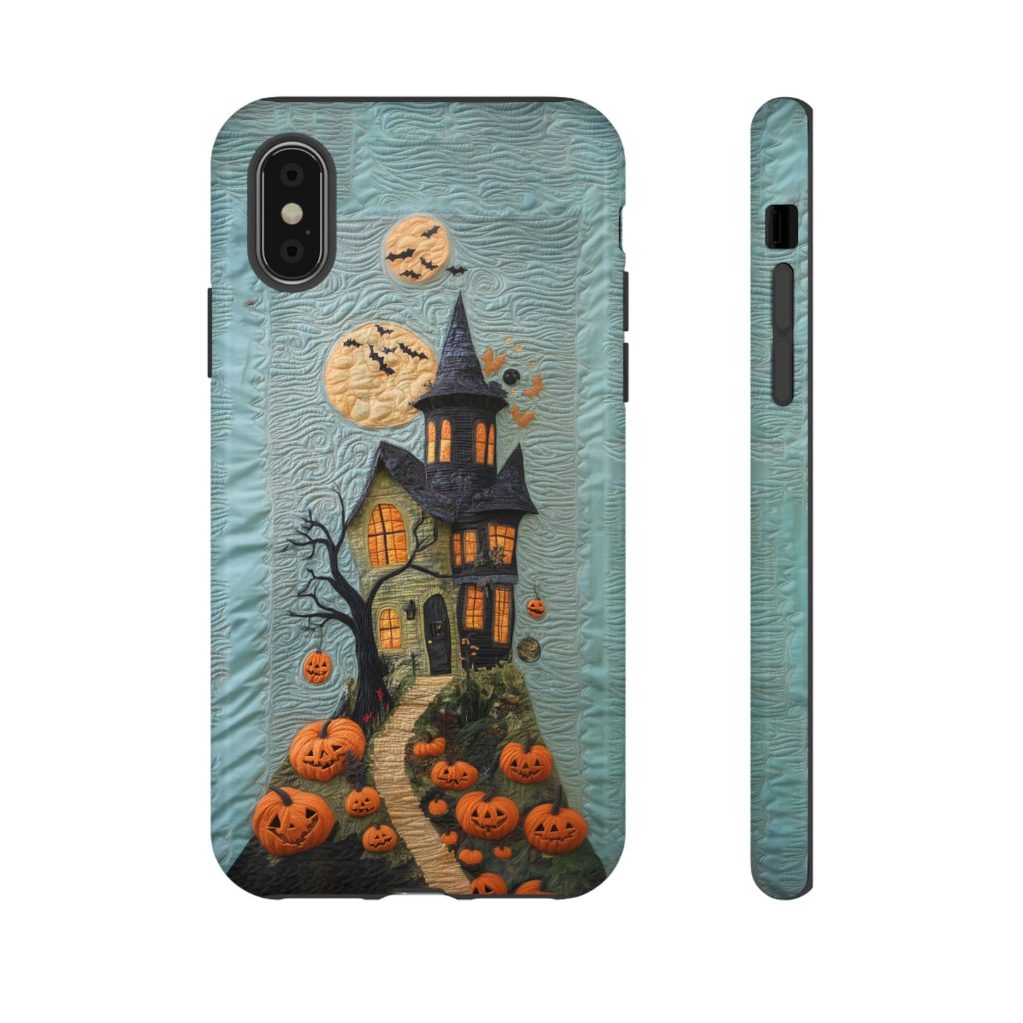 Halloween Haunted House Vintage Embroidery Style Phone Cover