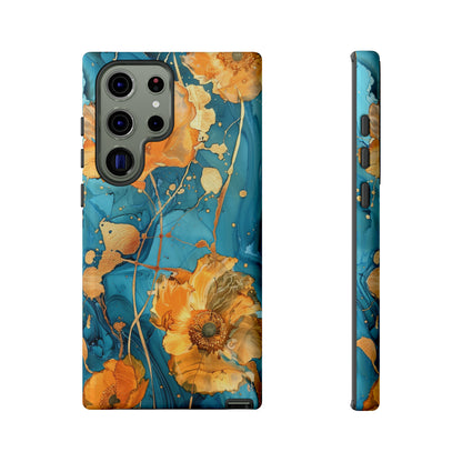 Gold Poppies Color Splash Floral Design Phone Case