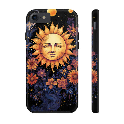 Cosmic Blooms: Floral Sun, Moon & Stars iPhone Case - Where Celestial Meets Botanical