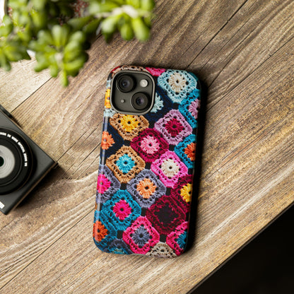 Cottagecore-inspired crochet pattern case for iPhone