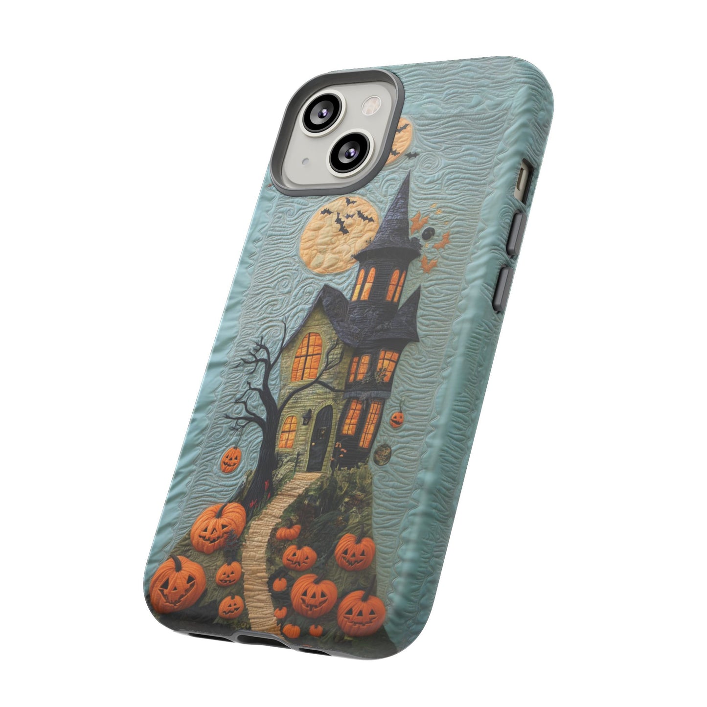 Halloween Haunted House Vintage Embroidery Style Phone Cover