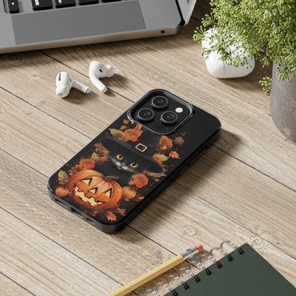 Trick or Treat Delight: Adorable Witch Cat Halloween Celebration | Whimsical iPhone Case