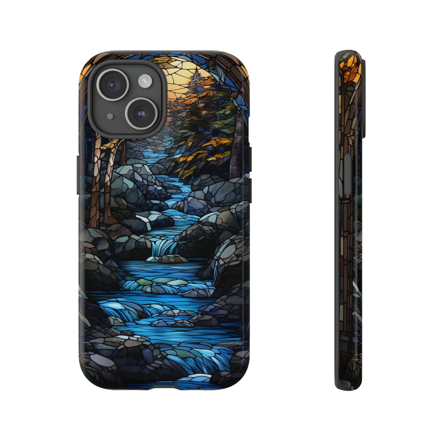 Stained Glass Stone Bridge and River Art Phone Case