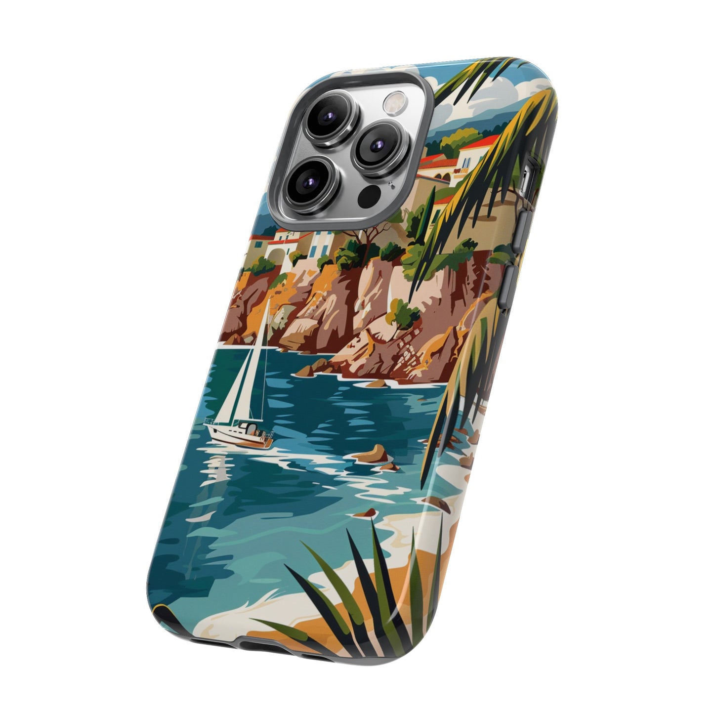 Midcentury French Riviera Sailboat Painting Phone Case