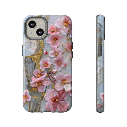 Pink Forget Me Nots Gold Floral Phone Case