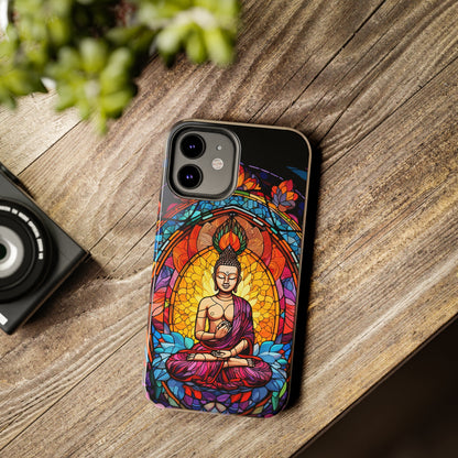 Stained Glass Magic iPhone Case: Psychedelic Tibet Buddha Mandala | iPhone 13 Case Mystical Tibetan Artistry