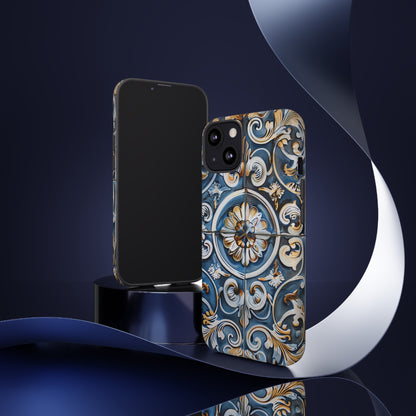 Azulejo Porcelain Blue & Creamy White Tile Mediterranean Design Phone Case