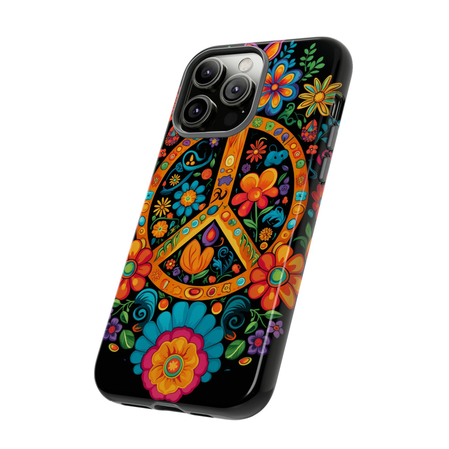 Peace Sign Embroidery Floral Hippie Style Phone Case