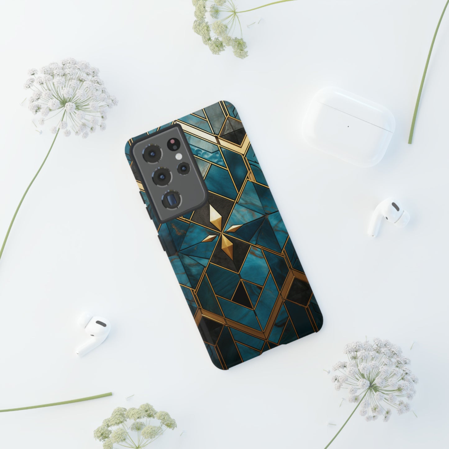 Gold and Blue Marble Mosaic Phone Case