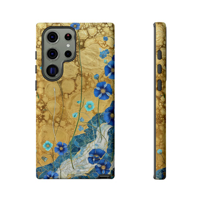 Forget Me Nots Gold Color Splash Floral Design Phone Case