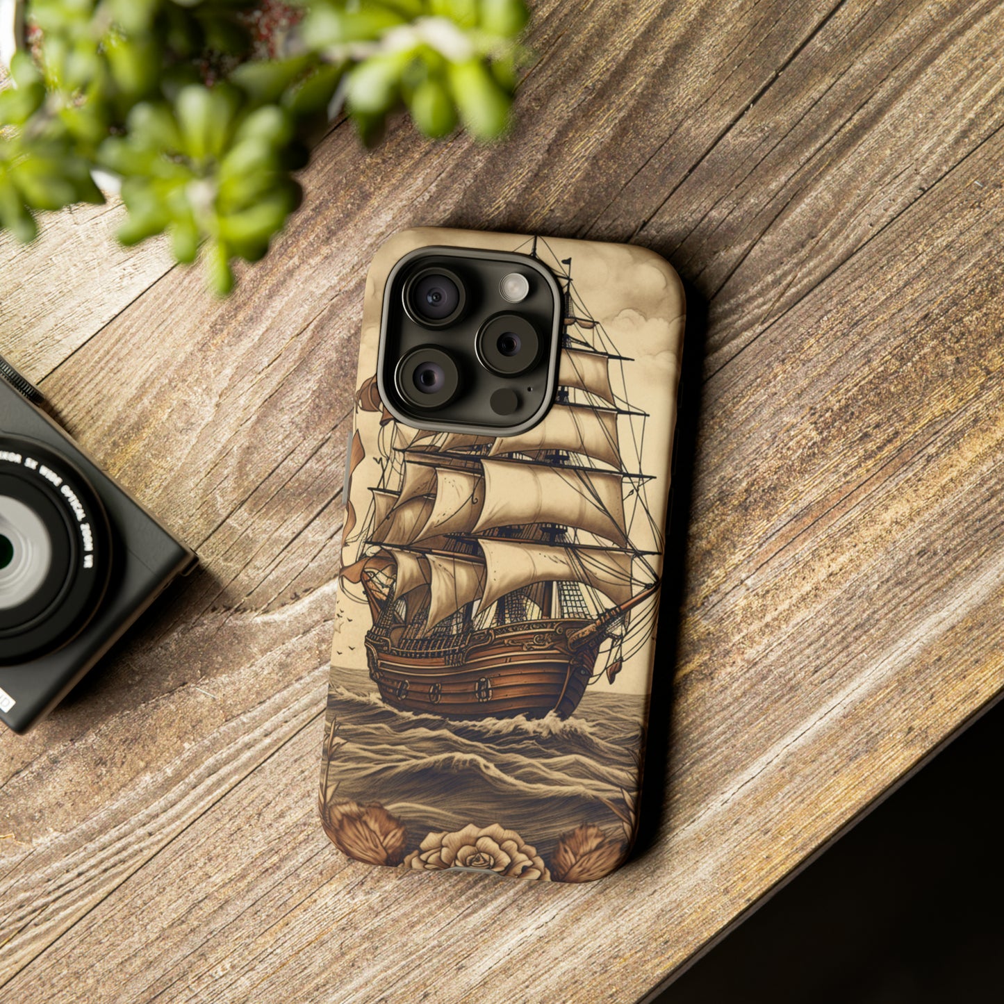 Vintage Tattoo Style Pirate Ship Phone Case