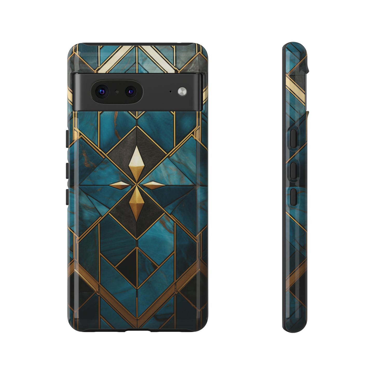 Gold and Blue Marble Mosaic Phone Case