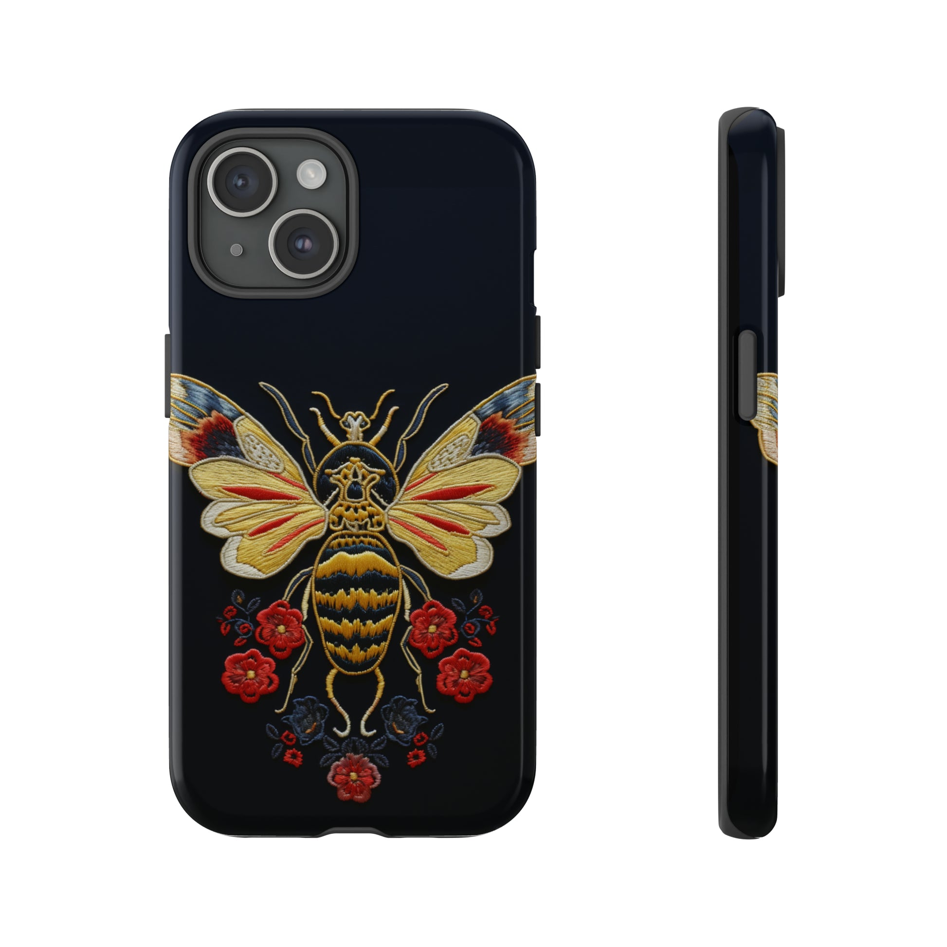 Embroidery-style Deathhead Moth phone case for iPhone 15