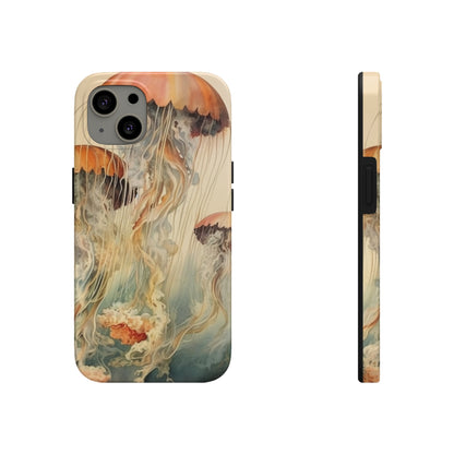 Floating Jellyfish iPhone Tough Case | Dive into an Ethereal Underwater World with Reliable Protection