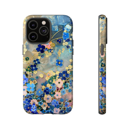 Forget Me Nots Gold Color Splash Floral Design Phone Case