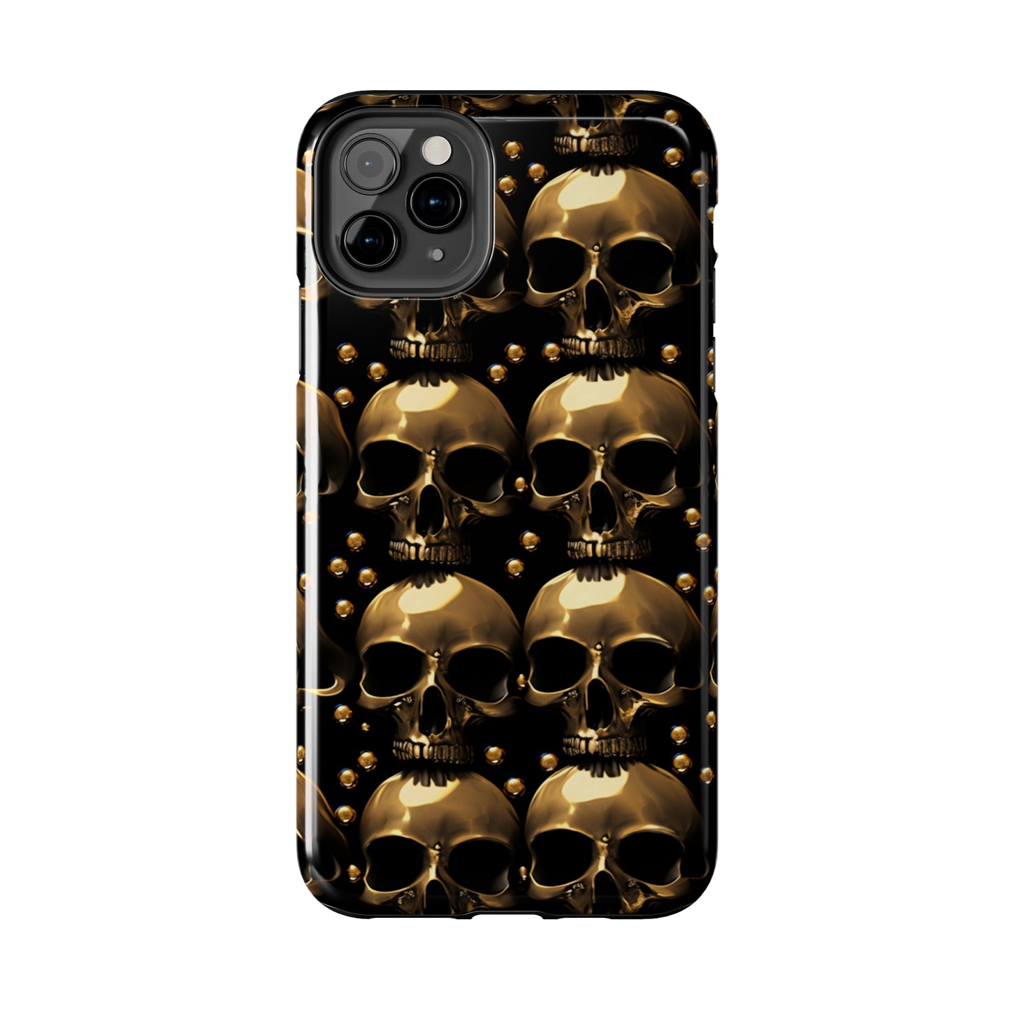 iPhone Case Golden Enigma: Where Goth Meets Glamour | Gold Skulls iPhone Tough Case