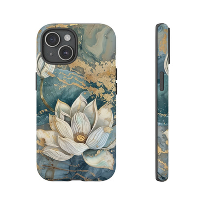 Zen Stained Glass Marble Lotus Floral Design Phone Case