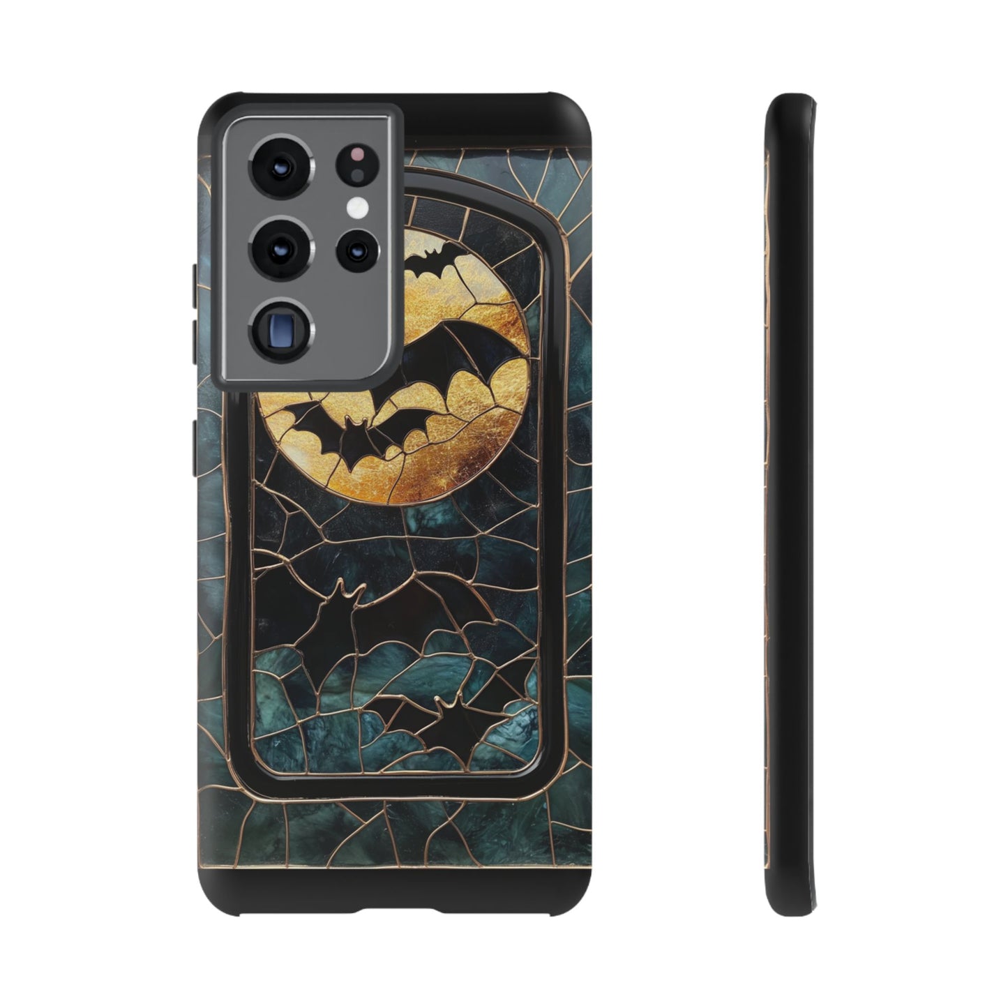 Halloween Phone Case Bats Stained Glass Style Spooky Moon Phone Cover