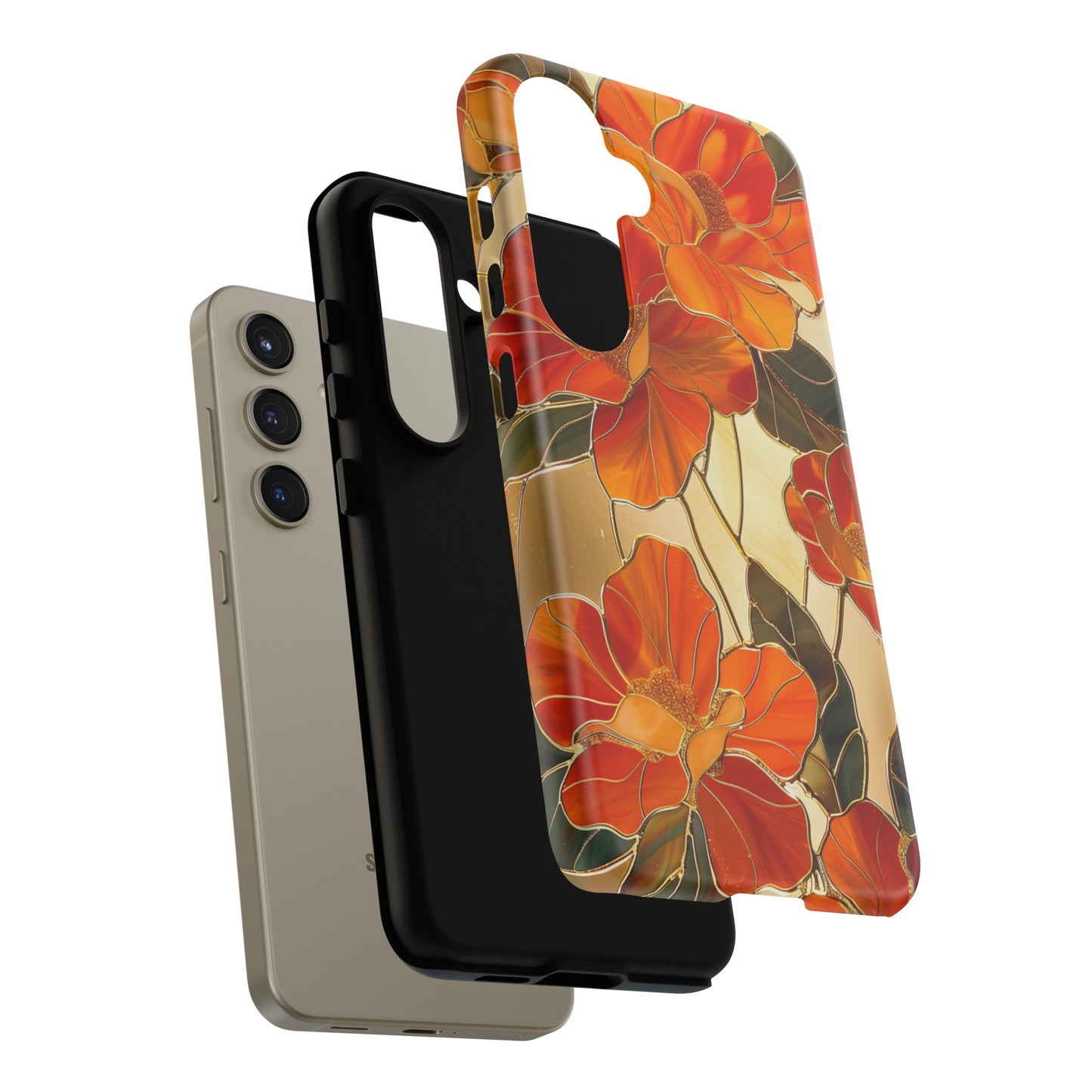 Orange Floral Phone Case Stained Glass Flower Aesthetic