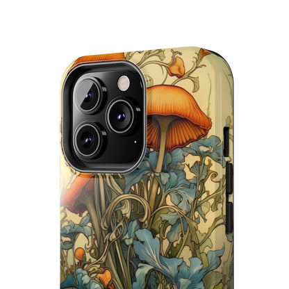 Vintage Mushroom iPhone Case Floral Aesthetic Art Nouveau Retro Phone Tough Case iPhone 14 Plus 13 12 7 8 SE Hippie Boho Style