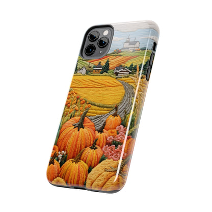 Harvest Hues: Halloween Pumpkin Patch | Embroidered Landscape for iPhone Range