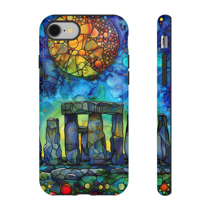 Stonehenge Neolithic Full Moon Stained Glass Watercolor Phone Cover