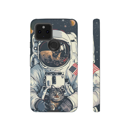 The Astronaut and the Cosmic Cat Phone Case