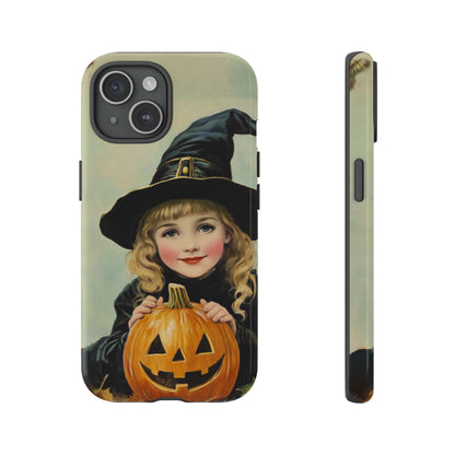 Vintage Halloween Card Witch and Jack-o'-lantern Phone Cover