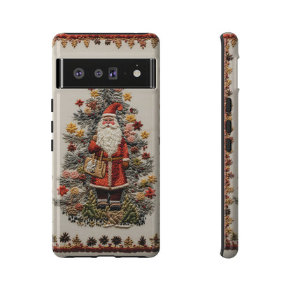 Vintage Embroidery Christmas Santa Phone Case