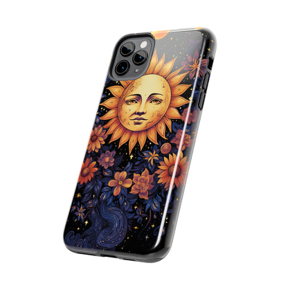 Cosmic Blooms: Floral Sun, Moon & Stars iPhone Case - Where Celestial Meets Botanical