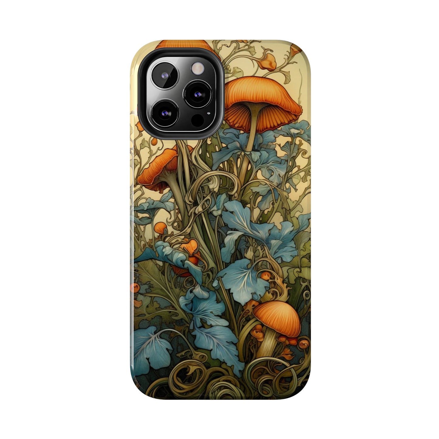 Vintage Mushroom iPhone Case Floral Aesthetic Art Nouveau Retro Phone Tough Case iPhone 14 Plus 13 12 7 8 SE Hippie Boho Style