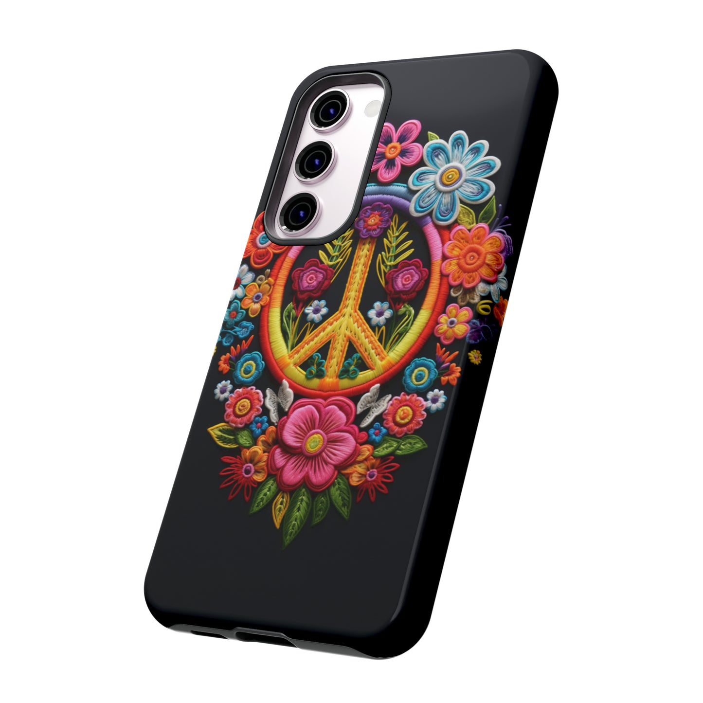 Peace Sign Embroidery Floral Hippie Style Phone Case