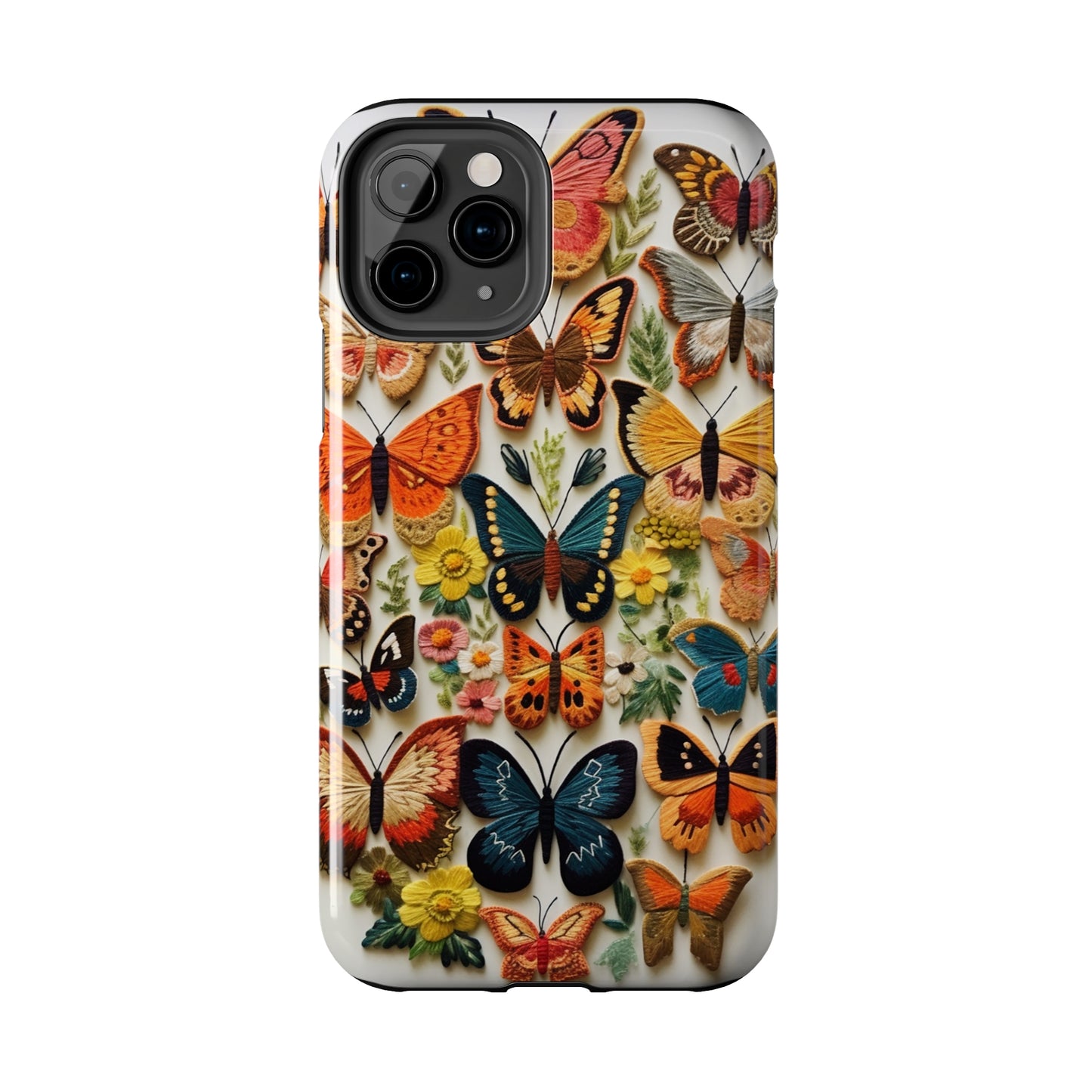 Embroidery Butterflies iPhone Case | Whimsical Elegance and Nature's Beauty in Handcrafted Detail