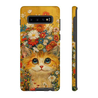 Cute Cat in Floral Garden Phone Case