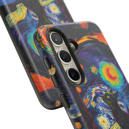 Starry Night Black Cat Van Gogh Painting Art Phone Case