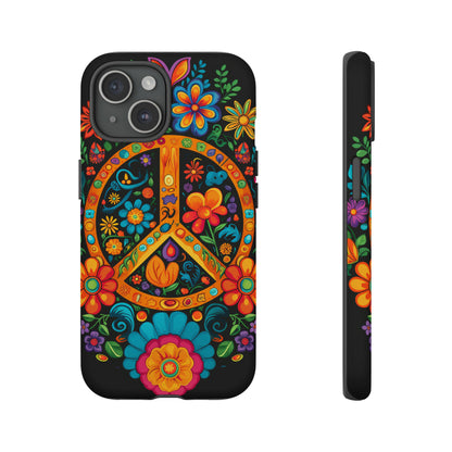 Peace Sign Embroidery Floral Hippie Style Phone Case