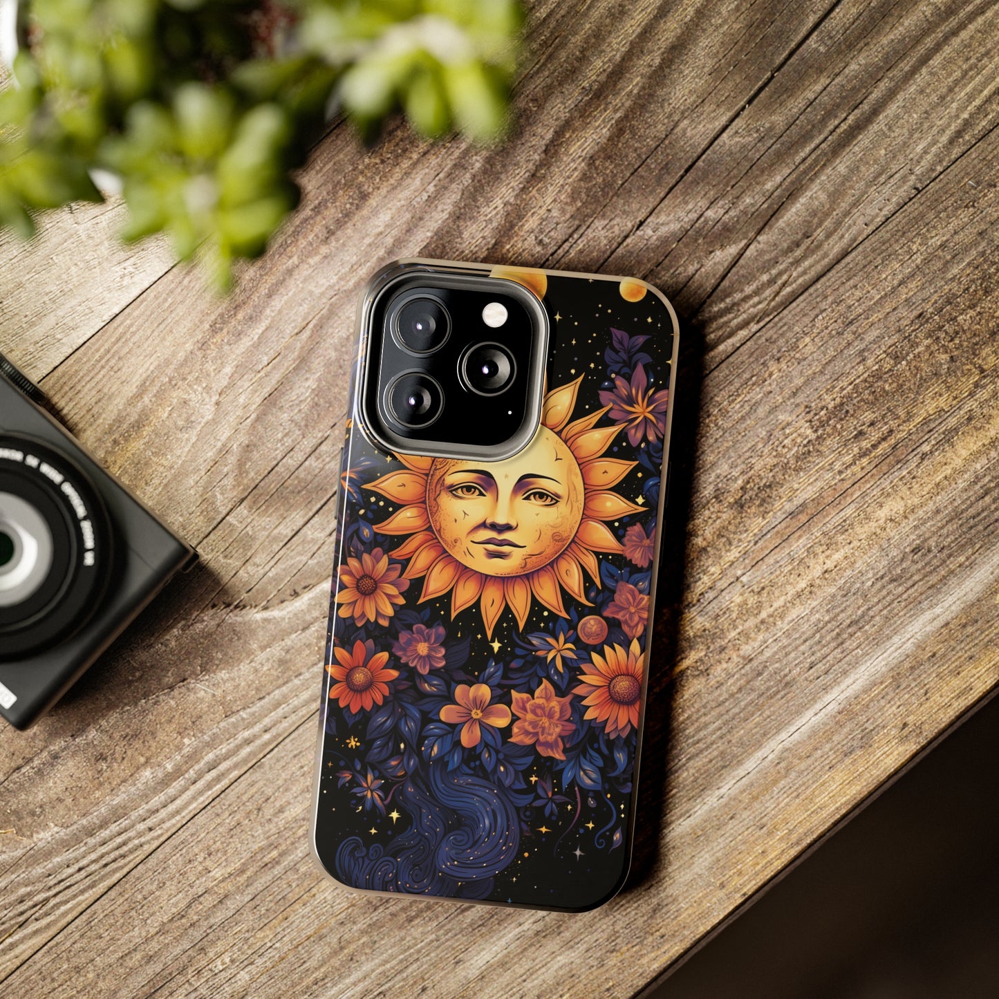 Cosmic Blooms: Floral Sun, Moon & Stars iPhone Case - Where Celestial Meets Botanical