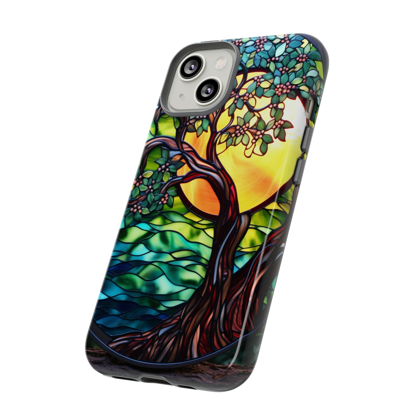 Stained Glass Mosaic Tile Tree of Life Full Moon